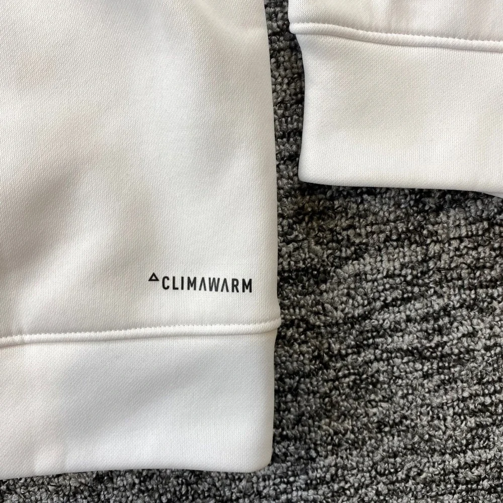 Adidas ClimaWarm Hoodie Mens M White Gray Pullover Performance CV7190 2017